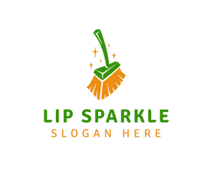 Sparkling Cleaning Broom logo design