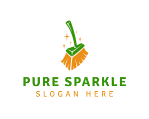 Sparkling Cleaning Broom logo design