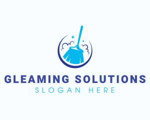 Broom Cleaning Sweeper logo design