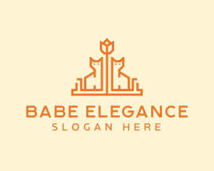 Orange Flower Cat logo design