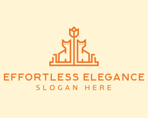 Orange Flower Cat logo design