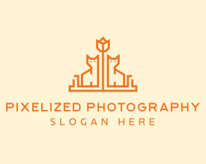 Orange Flower Cat logo design