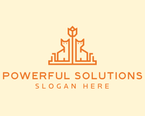 Orange Flower Cat logo design