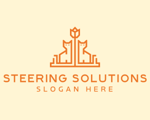 Orange Flower Cat logo design