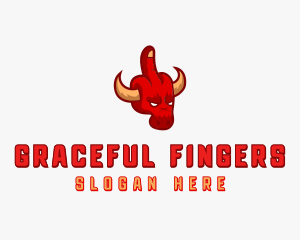 Cursing Bull Middle Finger logo design