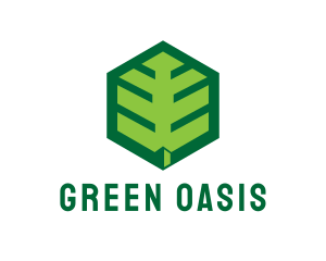 Green Hexagon Leaf logo design