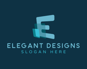 Geometric Square Technology Letter E logo design