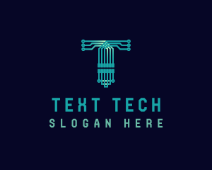 Tech Circuit Letter T logo design