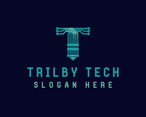 Tech Circuit Letter T logo design