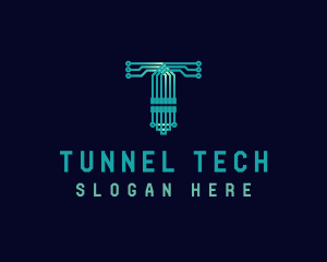 Tech Circuit Letter T logo design