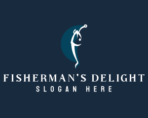 Fisherman Hook Ocean logo design