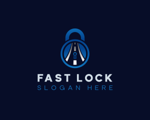 Security Road Key Hole logo design