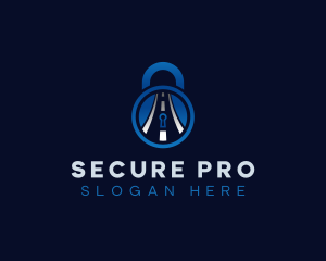 Security Road Key Hole logo design