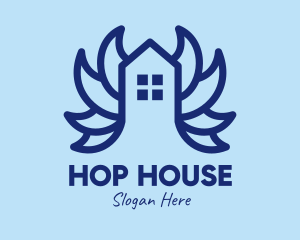 Blue House Petals  logo design