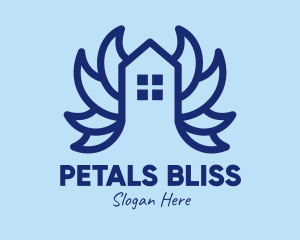 Blue House Petals  logo design