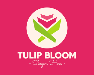 Origami Tulip Flower logo design