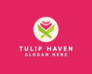 Origami Tulip Flower Florist logo design