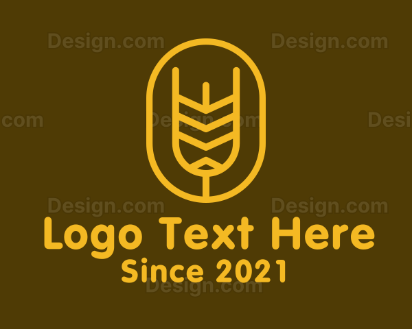 Minimalist Wheat Grain Badge Logo