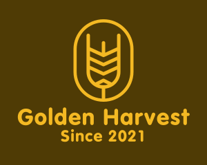 Minimalist Wheat Grain Badge logo design