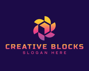 Pinwheel Digital Cube logo design