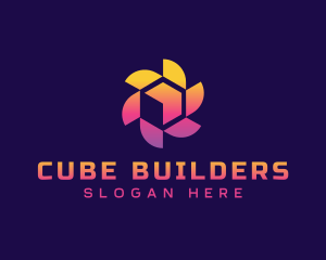 Pinwheel Digital Cube logo design