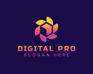 Pinwheel Digital Cube logo design