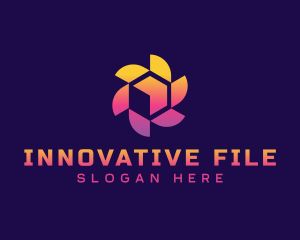 Pinwheel Digital Cube logo design