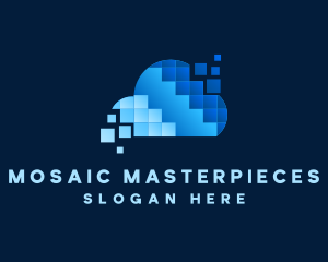 Digital Cloud Pixel logo design