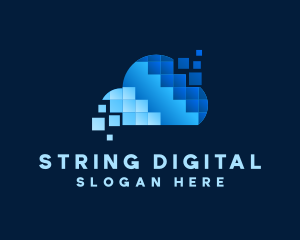 Digital Cloud Pixel logo design