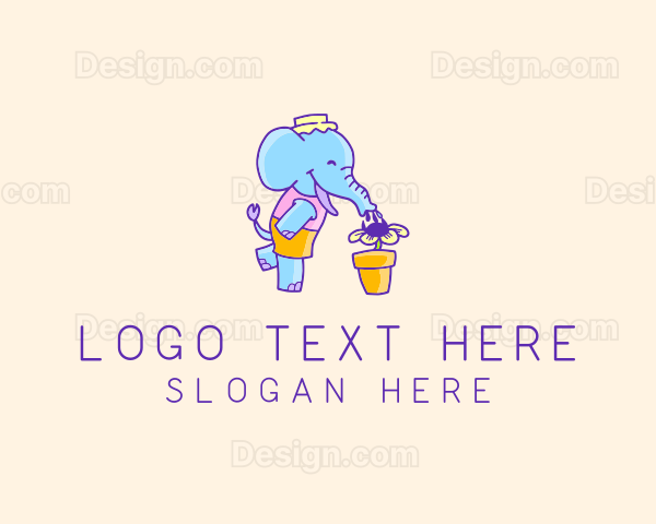 Elephant Flower Gardening Logo