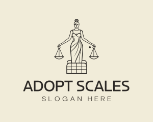 Minimalist Lady Justice Scales logo design