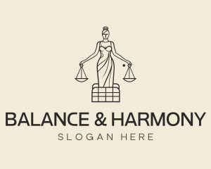 Minimalist Lady Justice Scales logo design