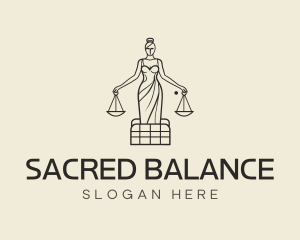 Minimalist Lady Justice Scales logo design