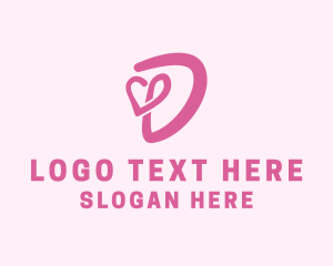 Heart - Beauty Cosmetics Salon Letter D logo design