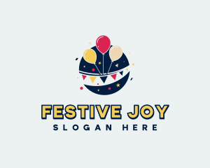 Festival Balloons Confetti logo design