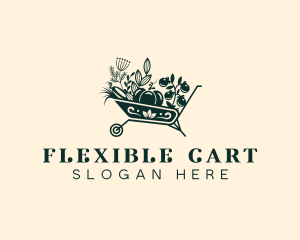 Wheelbarrow Gardener Plant logo design