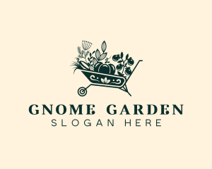 Wheelbarrow Gardener Plant logo design