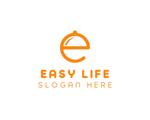 Orange Cloche Letter E logo design