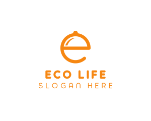 Orange Cloche Letter E logo design