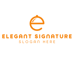 Orange Cloche Letter E logo design