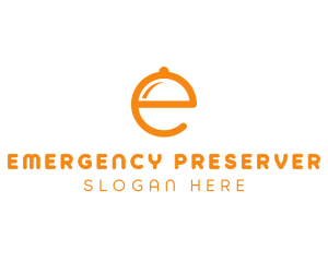 Orange Cloche Letter E logo design