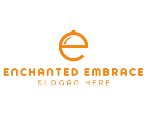 Orange Cloche Letter E logo design