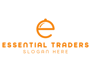 Orange Cloche Letter E logo design