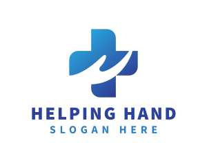 Blue Health Cross Hand logo design