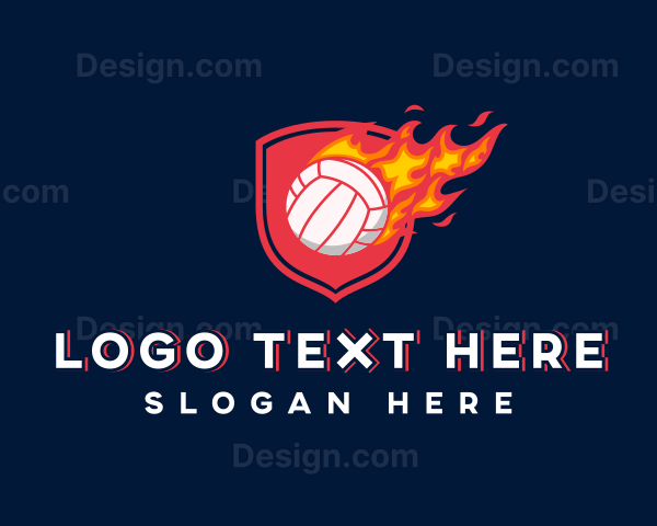 Volleyball Flaming Sports Logo