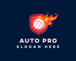 Volleyball Flaming Sports Logo