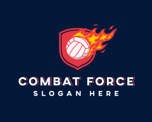 Volleyball Flaming Sports Logo