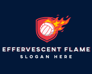 Volleyball Flaming Sports logo design