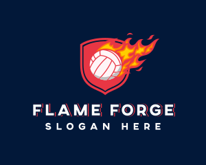 Volleyball Flaming Sports logo design