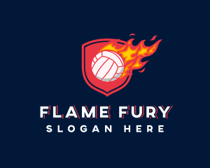 Volleyball Flaming Sports logo design